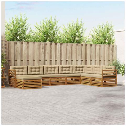 Set divani 8 pcs Naturale e Beige Legno di Acacia Massello - Foto 2