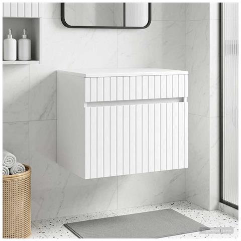 Mobiletto da Bagno a Muro Bianco Lucido 59 x 44,5 x 50 cm - Foto 8