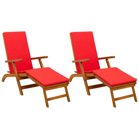 Lettino prendisole reclinabile e pieghevole 2 pcs Rosso - Foto 1