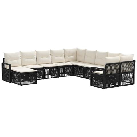 Set Divano da Giardino 11 pcs Nero polyrattan - Foto 1