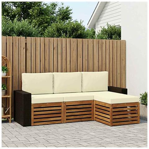 Set di divani da esterno con cuscino 4 pcs Naturale e Crema - Foto 2