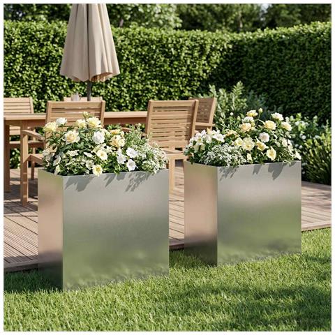 Vaso da giardino 2 pz Argento 50 x 30 x 40 cm Acciaio Inox - Foto 2