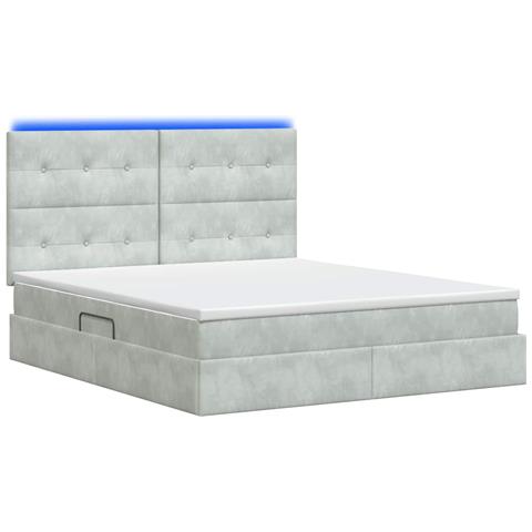 Letto con contenitore LED e materasso Grigio Chiaro - Foto 9