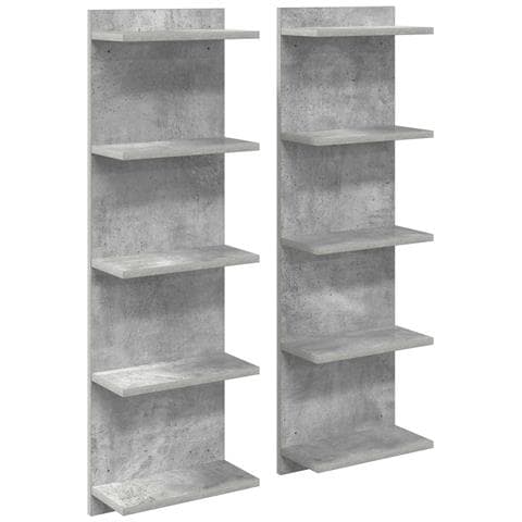 Scaffale da parete 2 pz Grigio Cemento 30 x 15 x 100 cm - Foto 1