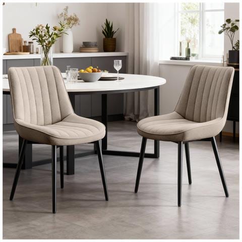 Set Di 2 Sedie Da Pranzo Seduta Imbottita 50x56x83cm - Kaki - Foto 2