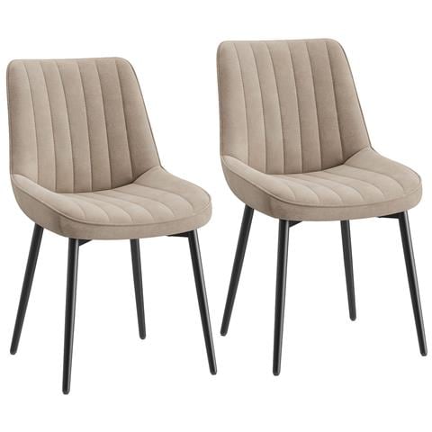 Set Di 2 Sedie Da Pranzo Seduta Imbottita 50x56x83cm - Kaki - Foto 1