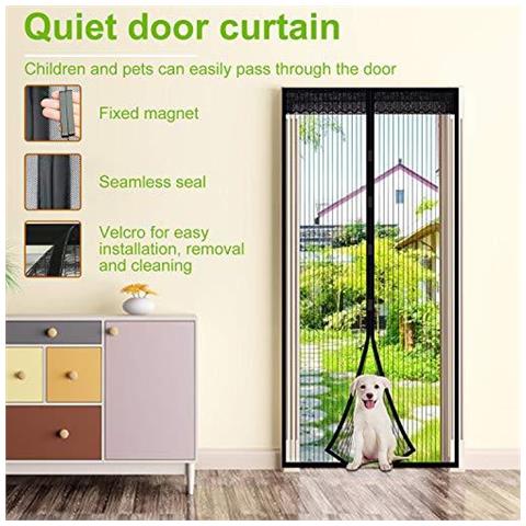 Zanzariera Magnetico Porta Tenere Gli Insetti Fuori Mosquito Porta Schermo Facile Da Installare Senza Foratura Top-to-bottom Seal Automaticamente Per Balcone Scorrevole Soggiorno Per Bambini In Camera 90x210 Cm - Foto 4