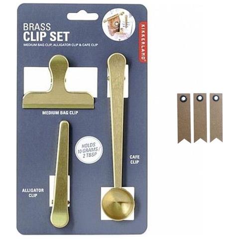 Pinze Con Doppio Gancio In Ottono + 20 Etichette Kraft Con Gagliardetto - Foto 1