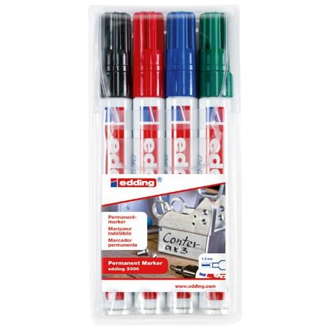 3300 marcatore permanente Punta smussata Nero, Blu, Verde, Rosso 4 pz - Foto 2