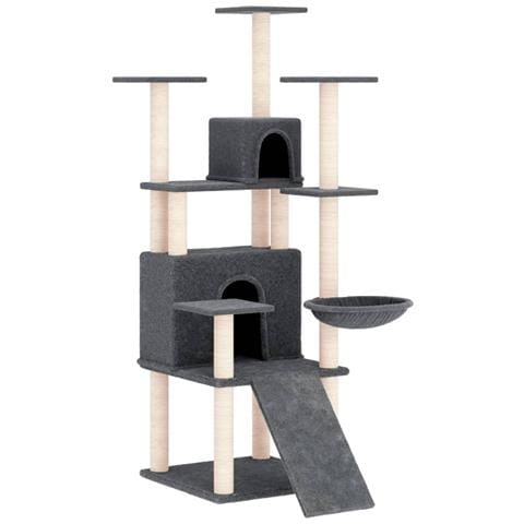 Albero Per Gatti Con Tiragraffi In Sisal Grigio Scuro 154 Cm - Foto 1