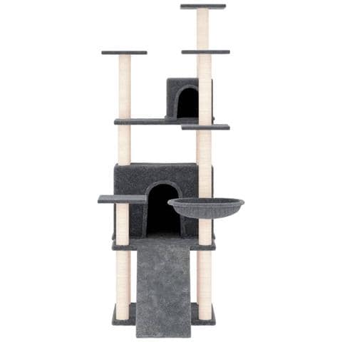 Albero Per Gatti Con Tiragraffi In Sisal Grigio Scuro 154 Cm - Foto 2
