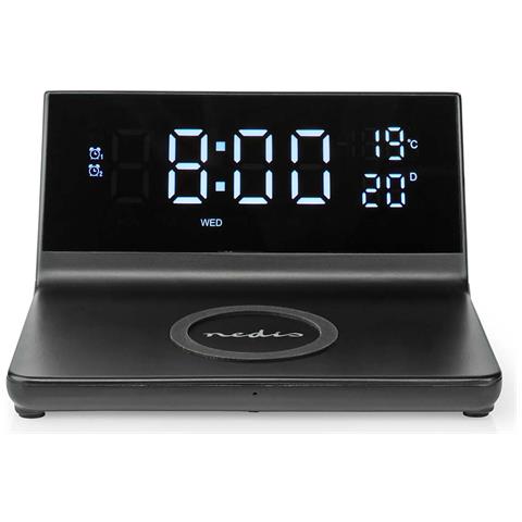 Sveglia 3 In 1 Con Caricatore Wireless Qi Da 15w E Funzione Snooze, Nero - Foto 2