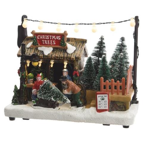 Soggetto Natalizio Kaemingk 481434 Paesaggio Negozio Alberi Con Luci A - Foto 1