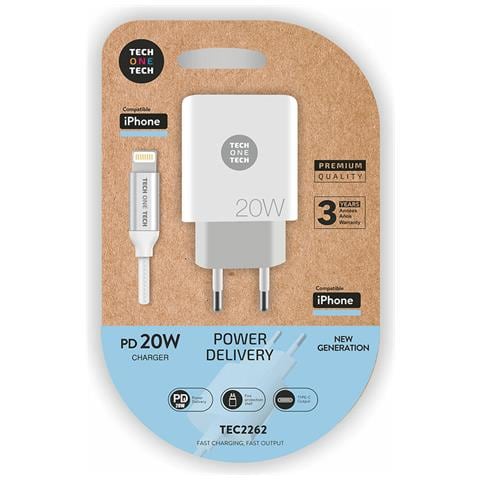 Caricabatterie Da Parete + Cavo Lightning Mfi Bianco 20 W - Foto 1