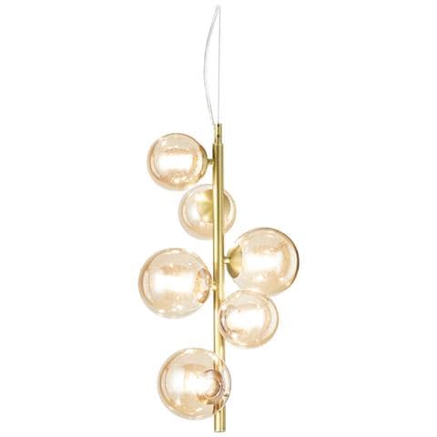 Lampadario A Sospensione Moderno Perlage Metallo Ottone 6 Luci G9 15w 3000k - Foto 1