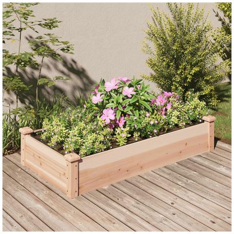 Fioriera Rialzata Da Giardino Fodera 120x60x25cm Massello Abete - Foto 1