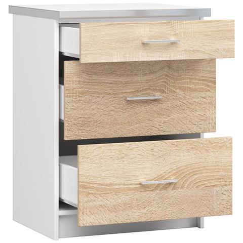 Mobile cucina modulare con piano di lavoro LIMA, 3 cassetti, 60x44,5x82 cm, Colore Bianco e Sonoma Quercia - Foto 2