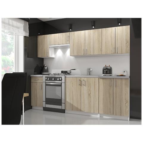 Mobile cucina modulare con piano di lavoro LIMA, 3 cassetti, 60x44,5x82 cm, Colore Bianco e Sonoma Quercia - Foto 6