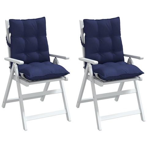 Cuscini Sedia Schienale Basso 2 Pz Blu Marino In Tessuto Oxford - Foto 3