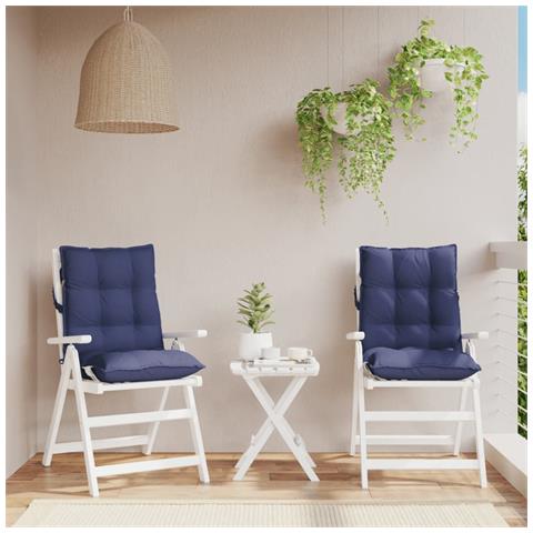 Cuscini Sedia Schienale Basso 2 Pz Blu Marino In Tessuto Oxford - Foto 1