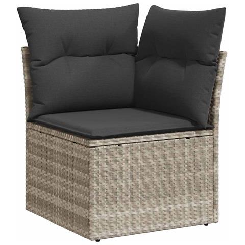 Set Divani da Giardino 7pz con Cuscini Grigio Chiaro Polyrattan - Foto 2
