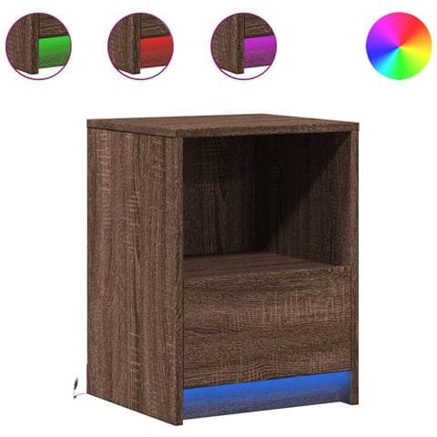 Comodini Con Luci Led 2pz Rovere Marrone In Legno Multistrato - Foto 2