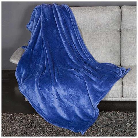 Coperta Plaid Kanguru Fluffi in Tessuto Pile Blu 130x170cm Singolo Divano - Foto 1