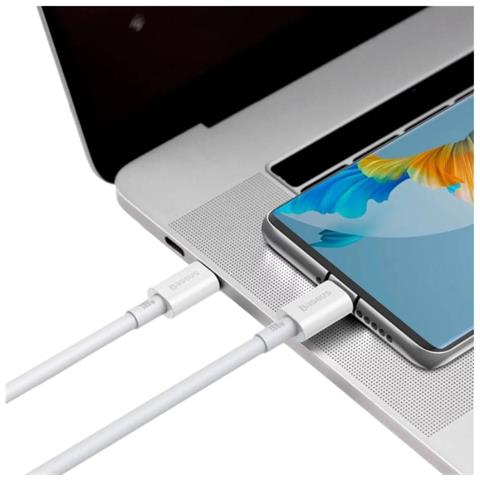 Cavo Di Ricarica E Trasferimento Da Usb-c A Usb-c 100w 2m, Bianco - Foto 5