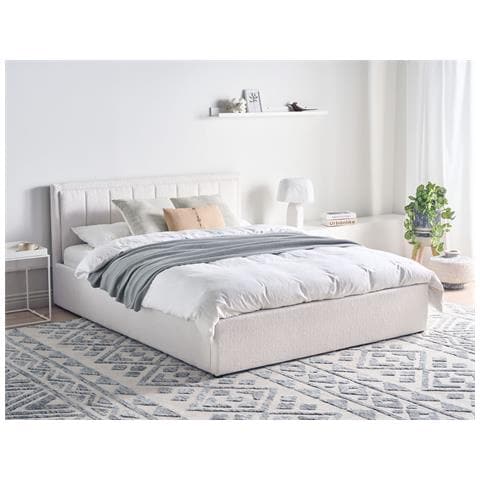Letto Contenitore Bouclé Montlaur 160 X 200 Cm Bianco - Foto 1