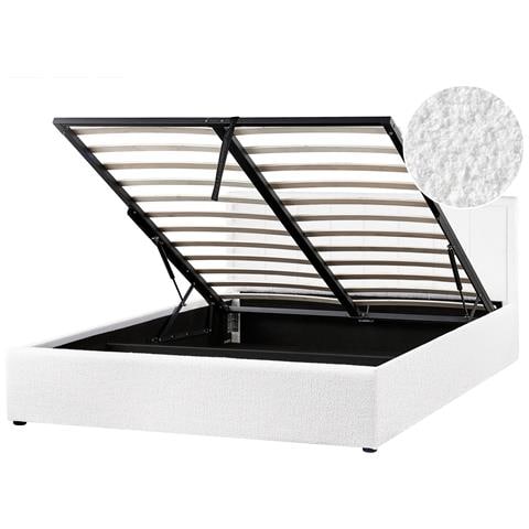 Letto Contenitore Bouclé Montlaur 160 X 200 Cm Bianco - Foto 2