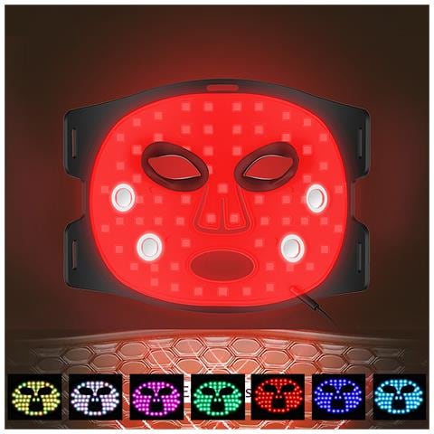 Maschera Facciale Per Trattamento Con Luce Led Con Funzione Di Riscalento E Terapia A 7 Colori. - Foto 2