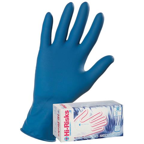 Box 50 Guanti Hi-risks In Lattice Blu Taglia Xl (9-9,5) - Foto 1