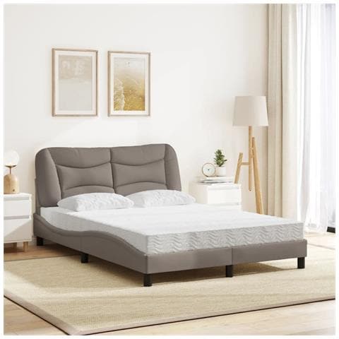 Letto Con Materasso Tortora 120x200 Cm In Tessuto - Foto 3