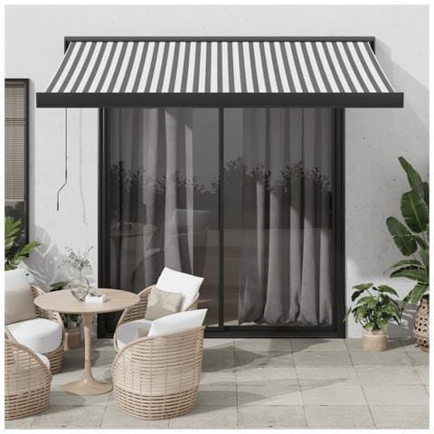 Tenda Retrattile Antracite E Bianca 3,5x2,5m Tessuto/alluminio - Foto 1
