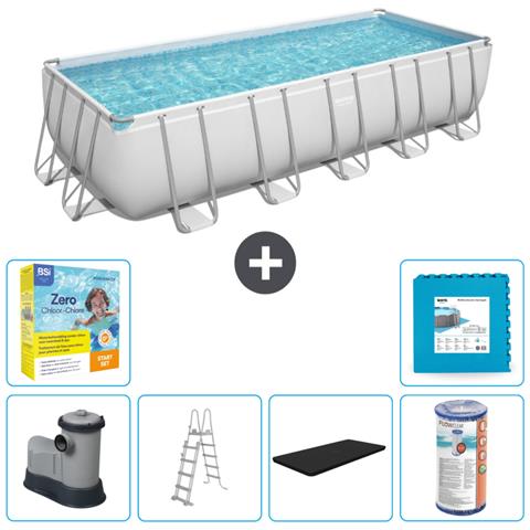 Piscina Fuori Terra - Rettangolo - 640x274x132 Cm - Grigio - Include Accessori Coordinati Cb34 - Foto 1