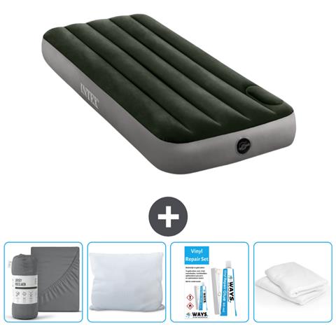 Set Materassino Gonfiabile - 191x76x25 Cm - Verde - Include Accessori Coordinati - Foto 1