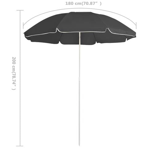Ombrellone Giardino Con Palo In Acciaio Antracite 180 Cm - Foto 5