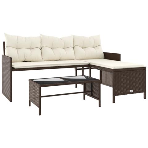 Lusso Casadino - Divano Da Giardino Con Tavolo E Cuscini A L Marrone Polyrattan - Foto 1