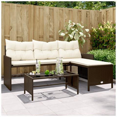 Lusso Casadino - Divano Da Giardino Con Tavolo E Cuscini A L Marrone Polyrattan - Foto 8