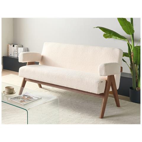 Divano 2 Posti Tamre Bouclé Bianco Sporco/marrone Scuro - Foto 1