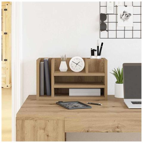 Organizzatore scrivania Rovere Artigianale 44.5x24x25 cm Legno ingegnerizzato - Foto 2
