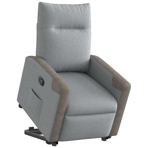 Poltrona Alzapersona Reclinabile Grigio Chiaro in Tessuto - Foto 2
