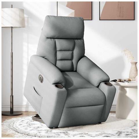 Poltrona Reclinante Alzapersona Elettrica Grigio Chiaro Tessuto - Foto 2