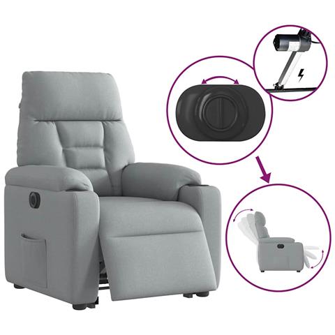 Poltrona Reclinante Alzapersona Elettrica Grigio Chiaro Tessuto - Foto 9