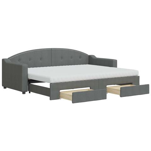 Divano Letto Estraibile Cassetti Grigio Scuro 80x200cm Tessuto - Foto 1