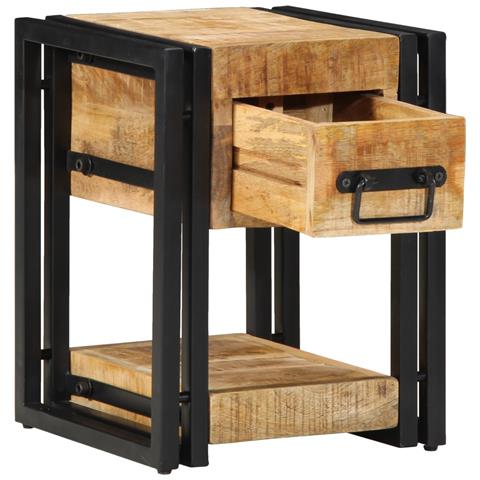 Comodino 40x40x40 cm Legno massello di mango - Foto 2