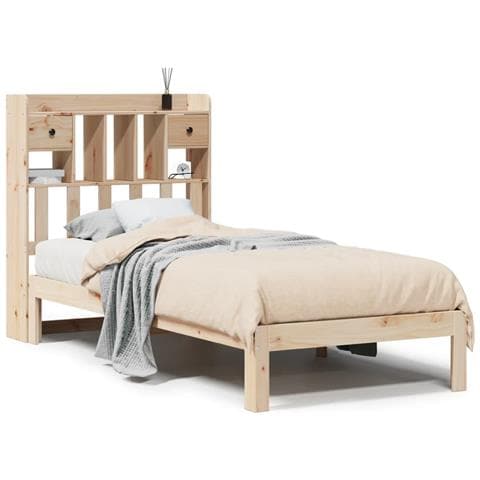 Letto Libreria senza Materasso 90x190 cm Legno Massello Pino - Foto 1