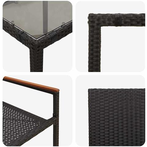 Set da Pranzo per Giardino 5 pcs Nero 150 x 90 x 75 cm - Foto 9