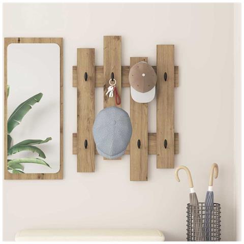 Appendiabiti a muro rovere artigianale 60 x 3 x 82 cm - Foto 2