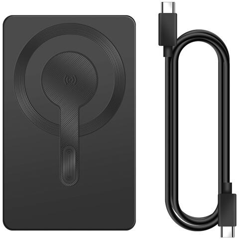 Batteria Esterna 5000mah Magsafe E Qi2 15w Con Cavo Usb-c Pd 20w, Nero - Foto 2